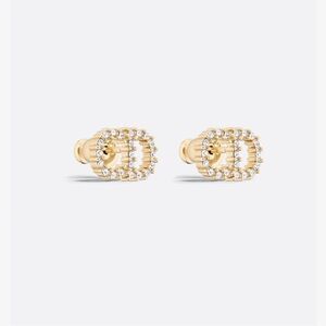 NEW IN BOX Christian Dior Clair D Lune Gold Finish Metal White Crystal Earrings